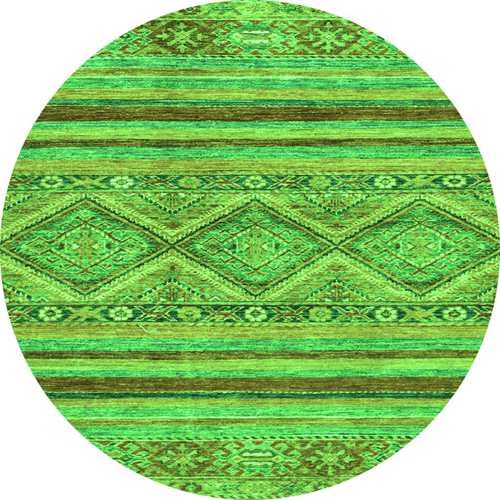 Round Abstract Green Modern Rug, abs2443grn