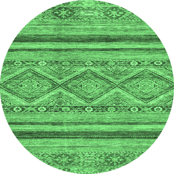 Round Abstract Emerald Green Modern Rug, abs2443emgrn