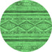 Round Abstract Emerald Green Modern Rug, abs2443emgrn