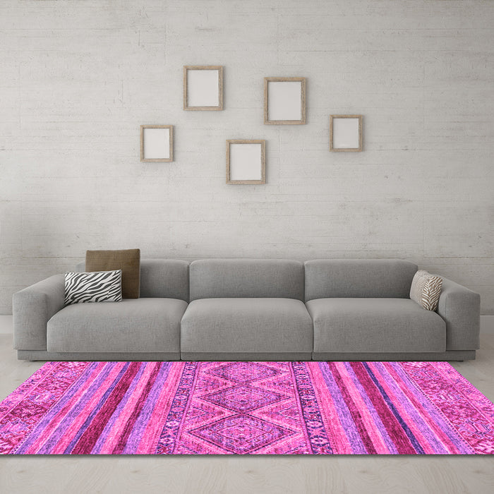 Machine Washable Abstract Pink Modern Rug in a Living Room, wshabs2443pnk
