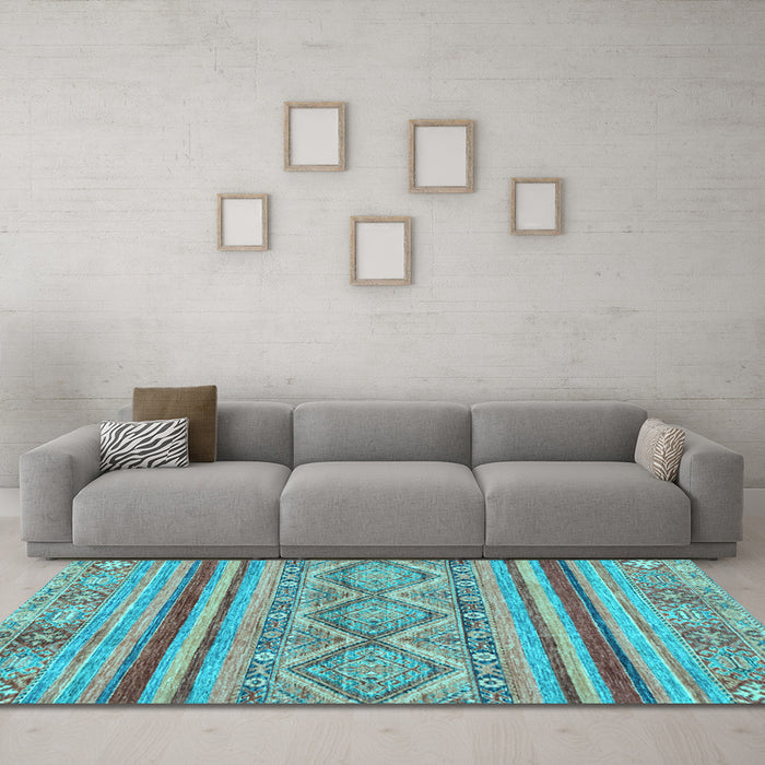 Machine Washable Abstract Light Blue Modern Rug in a Living Room, wshabs2443lblu