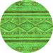 Round Machine Washable Abstract Green Modern Area Rugs, wshabs2443grn