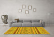 Machine Washable Abstract Yellow Modern Rug in a Living Room, wshabs2443yw