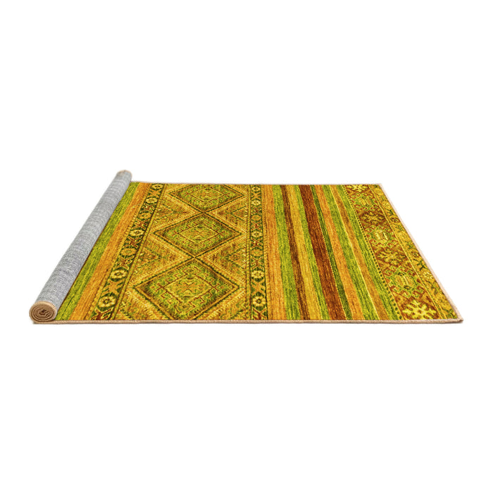 Sideview of Machine Washable Abstract Yellow Modern Rug, wshabs2443yw