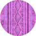 Round Machine Washable Abstract Purple Modern Area Rugs, wshabs2443pur