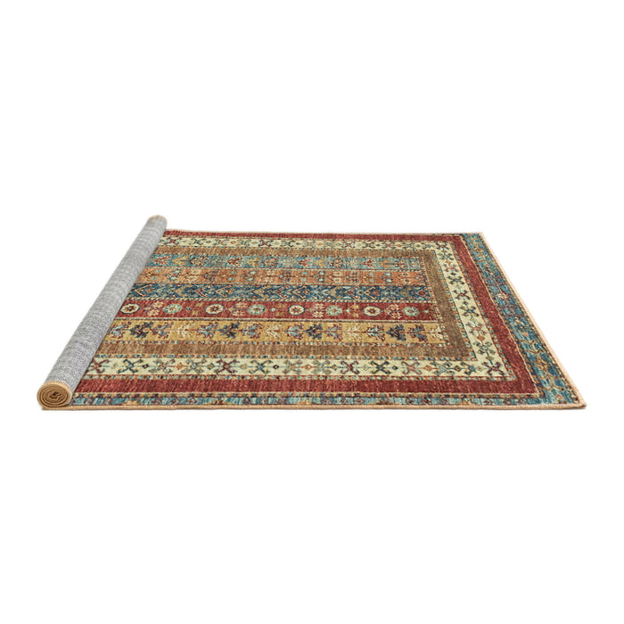 Sideview of Machine Washable Abstract Chestnut Red Rug, wshabs2444