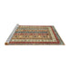 Sideview of Machine Washable Abstract Chestnut Red Rug, wshabs2444