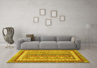 Machine Washable Abstract Yellow Modern Rug, wshabs2444yw