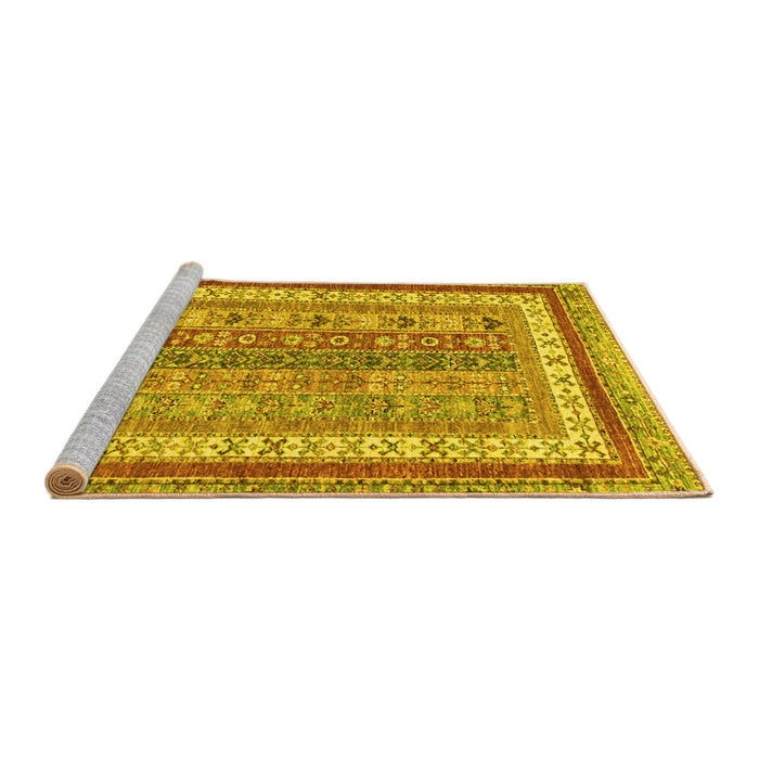 Sideview of Machine Washable Abstract Yellow Modern Rug, wshabs2444yw
