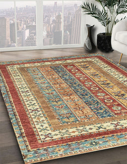 Machine Washable Abstract Chestnut Red Rug in a Family Room, wshabs2444