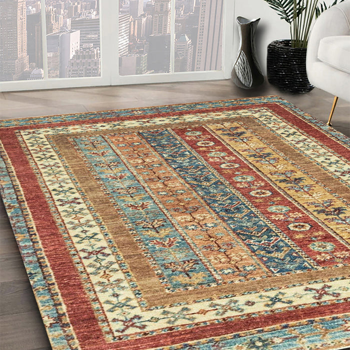 Machine Washable Abstract Chestnut Red Rug in a Family Room, wshabs2444