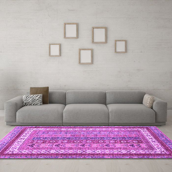 Machine Washable Abstract Purple Modern Area Rugs in a Living Room, wshabs2444pur