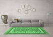 Machine Washable Abstract Emerald Green Modern Area Rugs in a Living Room,, wshabs2444emgrn