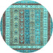 Round Abstract Light Blue Modern Rug, abs2444lblu