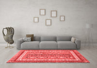 Machine Washable Abstract Red Modern Rug, wshabs2444red