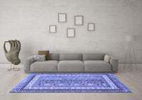 Machine Washable Abstract Blue Modern Rug, wshabs2444blu