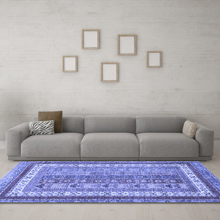 Machine Washable Abstract Blue Modern Rug in a Living Room, wshabs2444blu