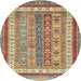 Round Abstract Chestnut Red Modern Rug, abs2444