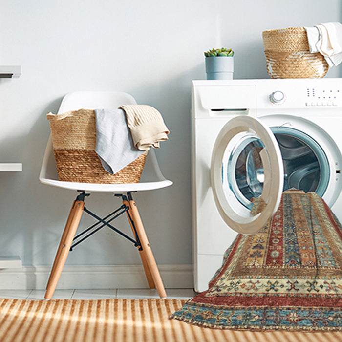 Machine Washable Abstract Chestnut Red Rug in a Washing Machine, wshabs2444