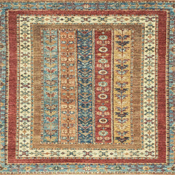 Square Abstract Chestnut Red Modern Rug, abs2444