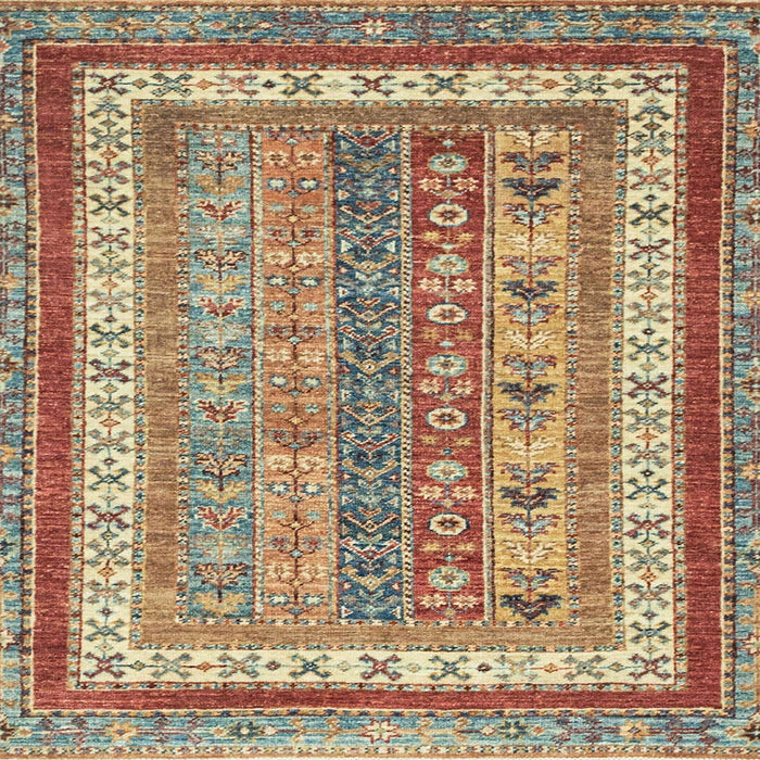 Square Abstract Chestnut Red Modern Rug, abs2444