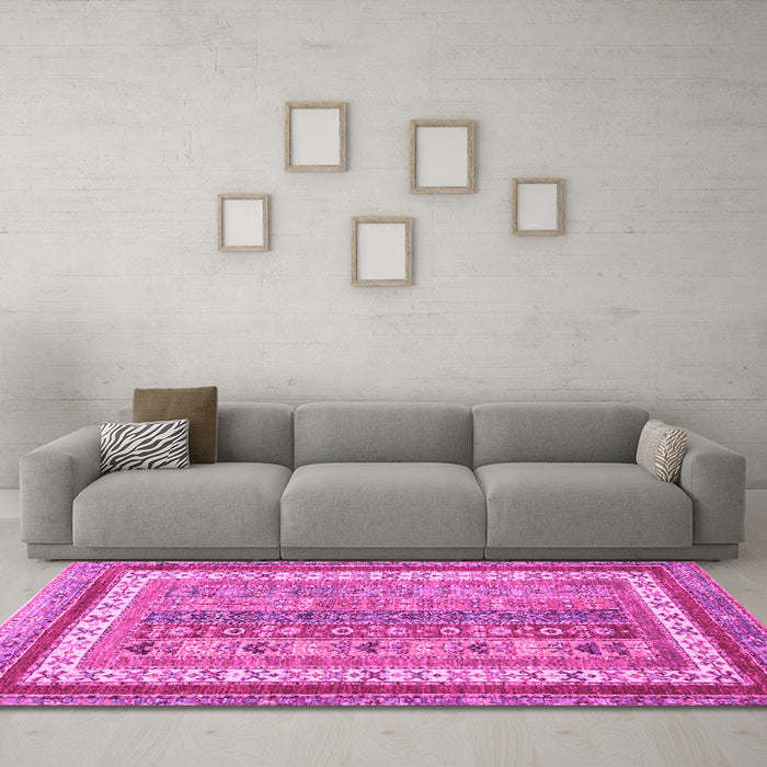 Machine Washable Abstract Pink Modern Rug in a Living Room, wshabs2444pnk