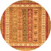 Round Machine Washable Abstract Orange Modern Area Rugs, wshabs2444org