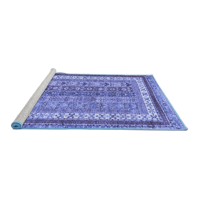 Sideview of Machine Washable Abstract Blue Modern Rug, wshabs2444blu