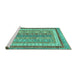 Sideview of Machine Washable Abstract Turquoise Modern Area Rugs, wshabs2444turq