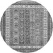 Round Machine Washable Abstract Gray Modern Rug, wshabs2444gry