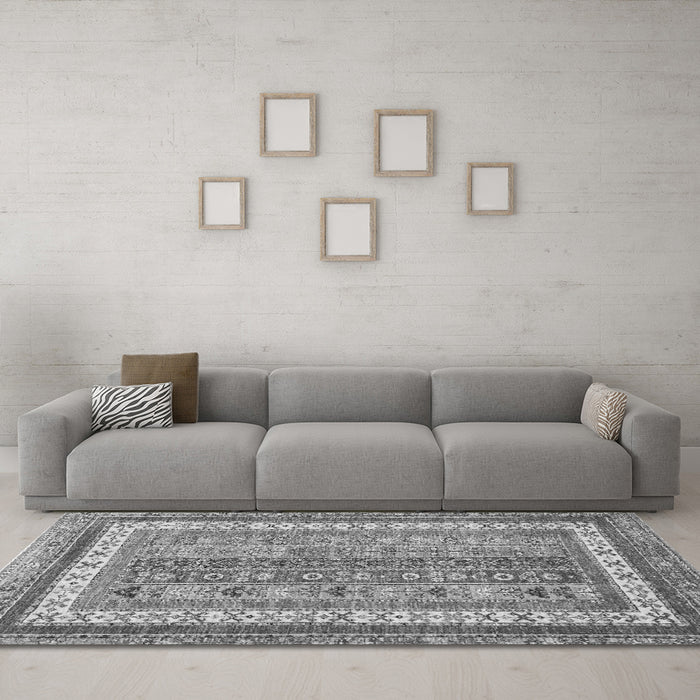 Machine Washable Abstract Gray Modern Rug in a Living Room,, wshabs2444gry