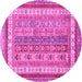 Round Machine Washable Abstract Pink Modern Rug, wshabs2444pnk