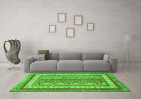 Machine Washable Abstract Green Modern Rug, wshabs2444grn