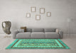 Machine Washable Abstract Turquoise Modern Area Rugs in a Living Room,, wshabs2444turq