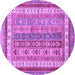 Round Machine Washable Abstract Purple Modern Area Rugs, wshabs2444pur