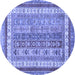 Round Abstract Blue Modern Rug, abs2444blu