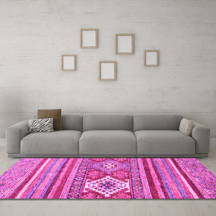 Machine Washable Abstract Pink Modern Rug in a Living Room, wshabs2445pnk