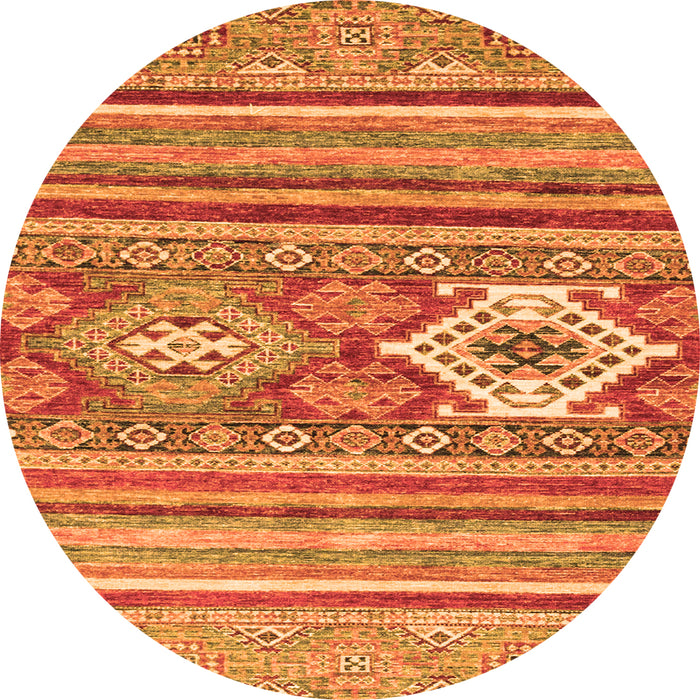 Round Abstract Orange Modern Rug, abs2445org