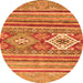 Round Abstract Orange Modern Rug, abs2445org