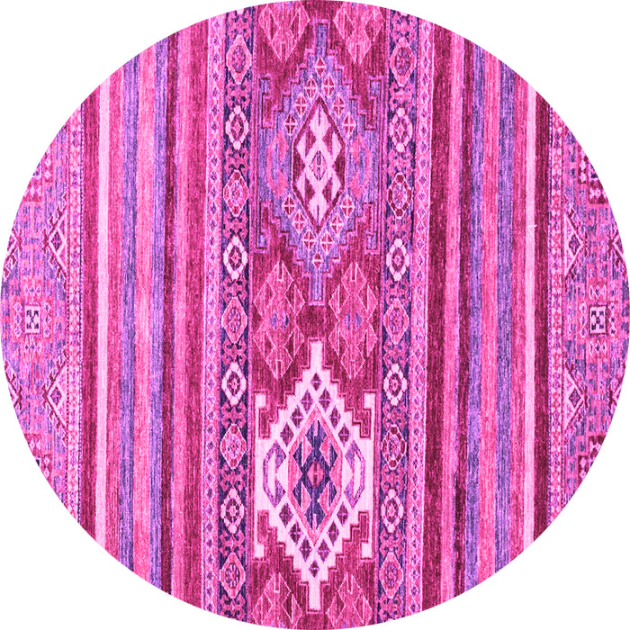 Round Machine Washable Abstract Pink Modern Rug, wshabs2445pnk