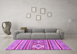 Machine Washable Abstract Purple Modern Area Rugs in a Living Room, wshabs2445pur