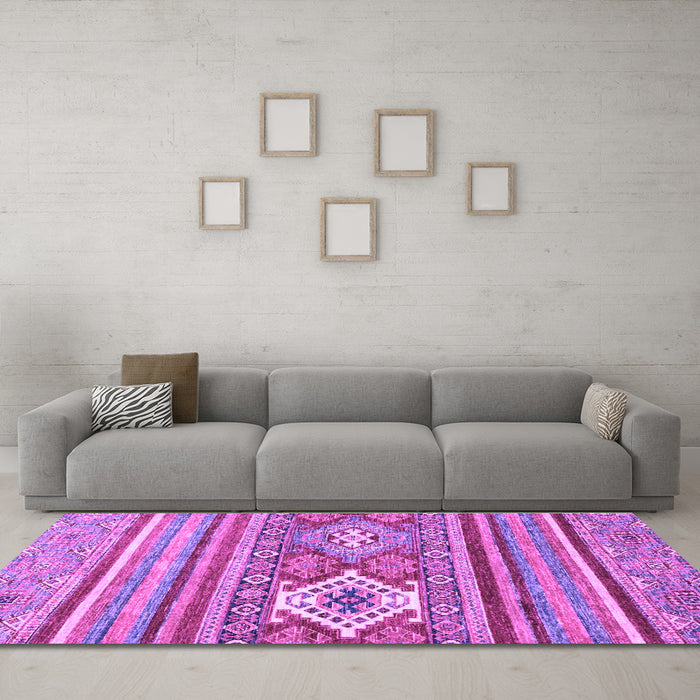 Machine Washable Abstract Purple Modern Area Rugs in a Living Room, wshabs2445pur