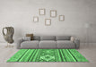 Machine Washable Abstract Emerald Green Modern Area Rugs in a Living Room,, wshabs2445emgrn