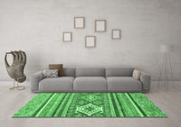 Machine Washable Abstract Emerald Green Modern Rug, wshabs2445emgrn