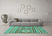 Machine Washable Abstract Turquoise Modern Area Rugs in a Living Room,, wshabs2445turq