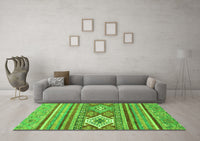 Machine Washable Abstract Green Modern Rug, wshabs2445grn