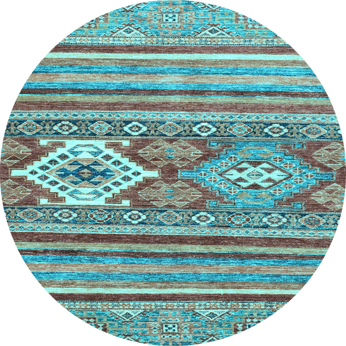Round Abstract Light Blue Modern Rug, abs2445lblu
