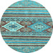 Round Abstract Light Blue Modern Rug, abs2445lblu