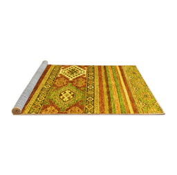 Sideview of Machine Washable Abstract Yellow Modern Rug, wshabs2445yw