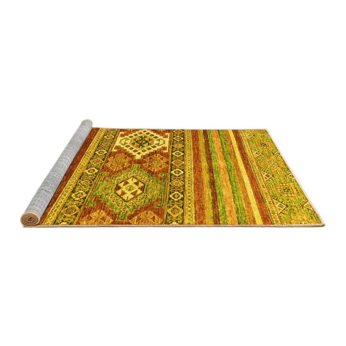 Sideview of Machine Washable Abstract Yellow Modern Rug, wshabs2445yw
